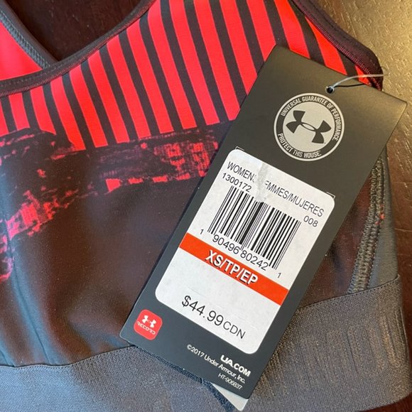 NWT - Under Armour Sports Bra Black/Red - XS - Picture 2 of 3